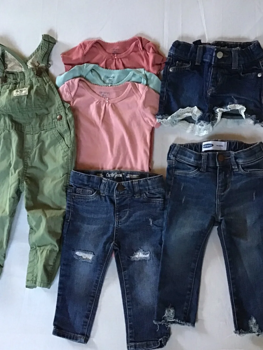 Bundle Kids Girls Overalls & Jeans Set in Green, Light Blue, Pink Size 12/18 M - Picture 5 of 8